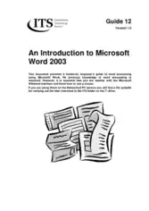 Introduction To Microsoft Word 2003