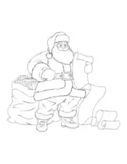 Christmas Santa Claus List Sack Presents Coloring Template