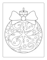 Free Download PDF Books, Christmas Ornaments Large Bow Patterned For Kids Winter Coloring Templat