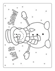 Snowman Let It Snow Cute Winter Coloring Templat