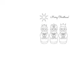 Free Download PDF Books, Christmas Coloring 3 Kings Star Card Template
