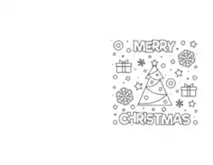 Free Download PDF Books, Christmas Coloring Merry Tree Gifts Snowflakes Card Template