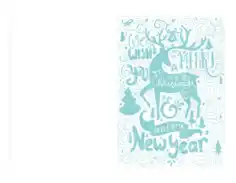 Christmas Wish You Merry Xmas Happy New Year Deer Doodle Blue Card Template