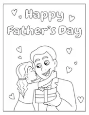 Father Daughter Gift Hearts Fathers Day Coloring Template
