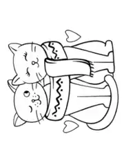 Free Download PDF Books, Cute Pair Cats In Love Cat Coloring Template