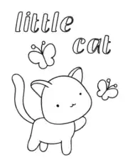 Little Cute Butterfly Cat Coloring Template