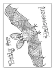 Free Download PDF Books, Halloween Adult Bat Flying Coloring Template