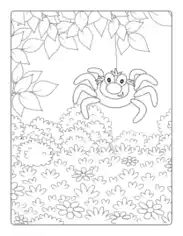 Free Download PDF Books, Halloween Spider Flowers Coloring Template