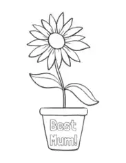Mothers Day Single Flower In Pot Best Mum Coloring Template