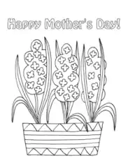 Mothers Day Spring Flowers In Pot Coloring Template
