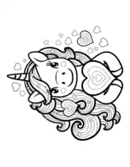 Free Download PDF Books, Heart Cute Unicorn Holding Heart Coloring Template