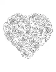 Heart Made of Roses for Adults Coloring Template
