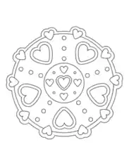 Heart Simple Mandala Coloring Template