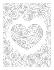 Free Download PDF Books, Heart Swirly Pattern for Adults Coloring Template