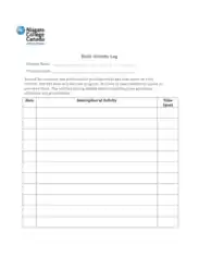 Daily Activity Record Log Sheet Template
