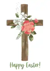 Easter Cards Religious Cross Flowers Template