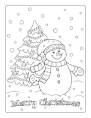 Free Download PDF Books, Snowman Snowing Christmas Tree Ornaments Merry Christmas Template