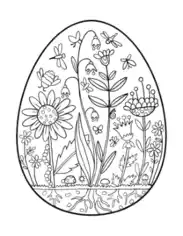 Free Download PDF Books, Egg Garden Scene Spring Coloring Template