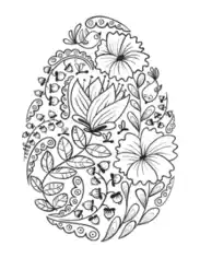 Egg of Flowers Spring Coloring Template