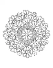 Flower Mandala Doodle Spring Coloring Template