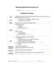 Free Download PDF Books, Employee Training Sample SOP Template