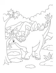 Free Download PDF Books, Stegosaurus Eating Leaves Dinosaur Coloring Template