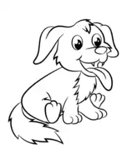 Cute Puppy Smiling Cartoon Sitting Dog Coloring Template