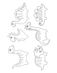 Free Download PDF Books, Cute Dinos For Preschoolers Dinosaur Coloring Template