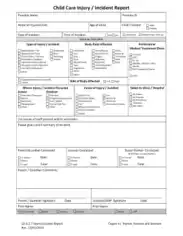 Child Care Injury Incident Report Template