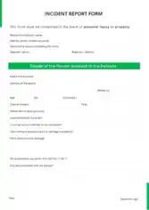 Personal Injury or Property Incident Report Template