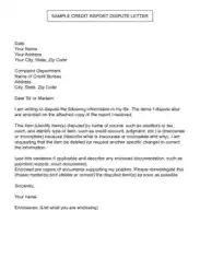 Dispute Credit Report Letter Template