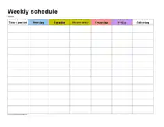 Free Download PDF Books, Weekly Schedule Sample Template