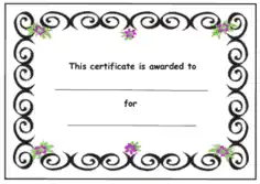 Kids Award Certificate Black Borders and Flowers Template