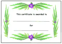 Free Download PDF Books, Kids Award Certificate Purple Flowers With Green Leaves Template