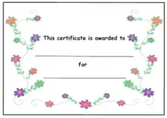 Free Download PDF Books, Kids Award Certificate Smal Flowers With Green Leaves Template