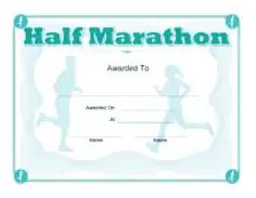 Half Marathon Award Certificate Template
