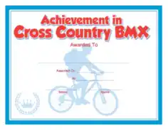 Cross Country Bmx Certificate Achievement Template