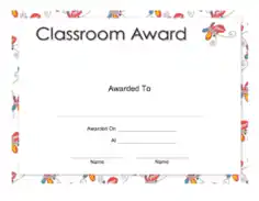 Classroom Award Certificate Template