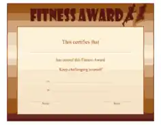 Fitness Award Certificate Template