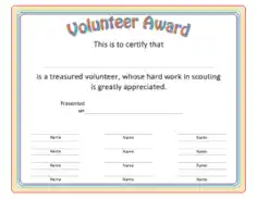 Free Download PDF Books, Volunteer Award Certificate Template