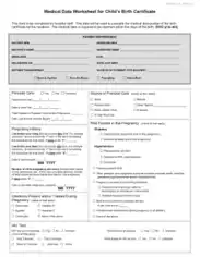 Medical Data Worksheet Child Birth Certificate Texas Template
