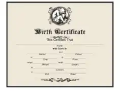 Free Download PDF Books, Victorian Styled Birth Certificate Template