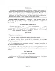 Consignment Agreement Sample Template