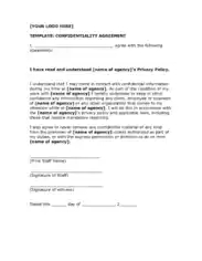 Sample Confidential Agreement Template