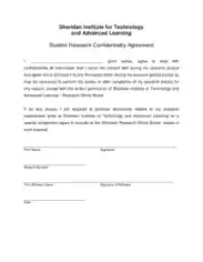 Student Research Confidentiality Agreement Template