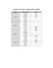 12 hour Rotation Shift Schedule Template