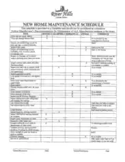 New Home Maintenance Schedule Sample Template