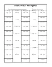 Schedule For Student Course Planning Sheet Template