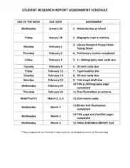 Free Download PDF Books, Student Research Report Assignment Schedule Template