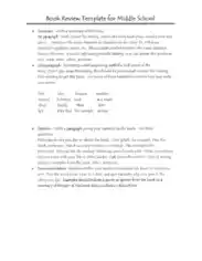 Book Review for Middle School Summary Template